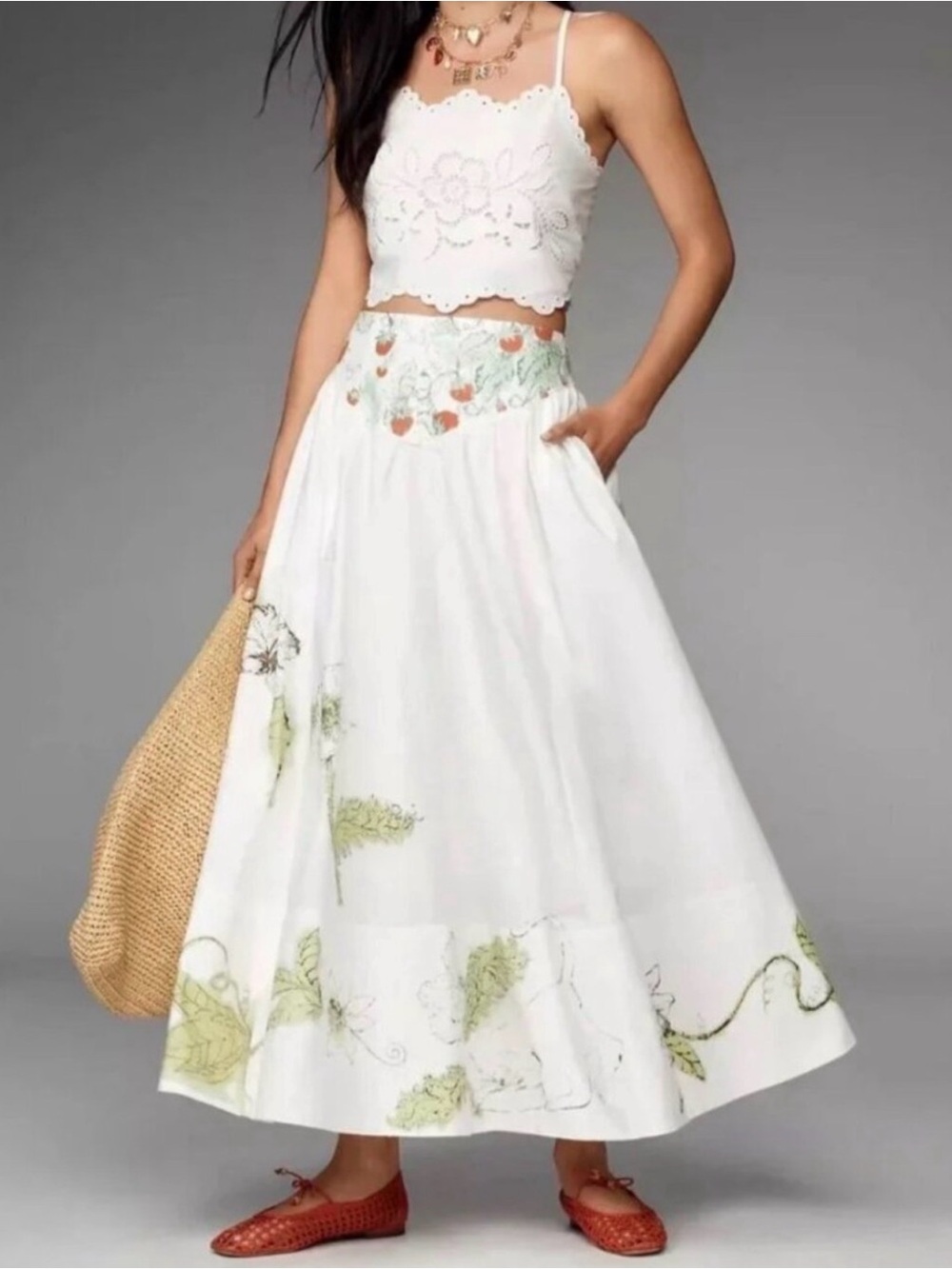 Swan Gossip x Anthropologie Basque Waist Maxi Skirt
